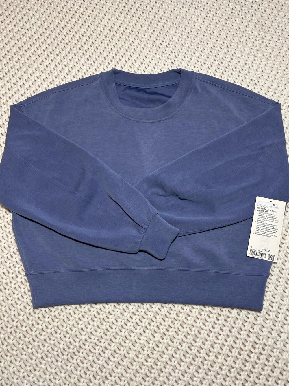 lululemon water drop perfectly oversized crop crew Softstreme size 6